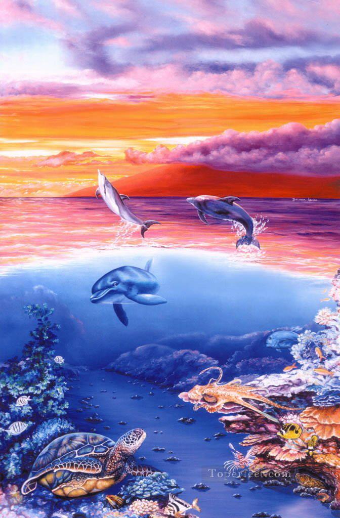 Delphin Taucher träumen Ölgemälde